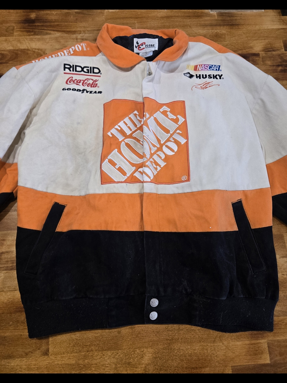 Chase Authentics White Orange Black Racing Logo Jacket